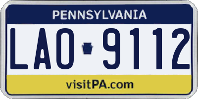 PA license plate LAO9112