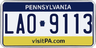 PA license plate LAO9113