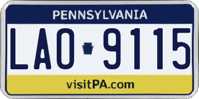 PA license plate LAO9115