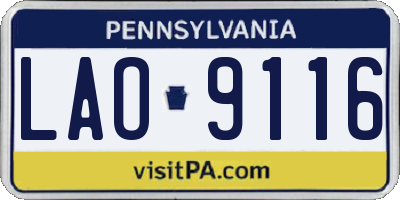 PA license plate LAO9116