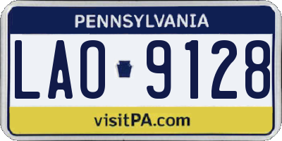 PA license plate LAO9128