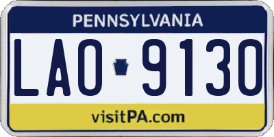PA license plate LAO9130
