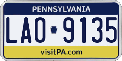 PA license plate LAO9135