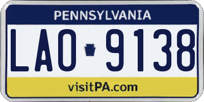 PA license plate LAO9138