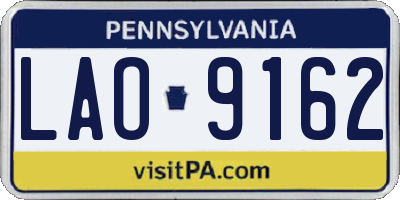 PA license plate LAO9162