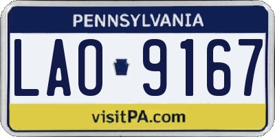 PA license plate LAO9167