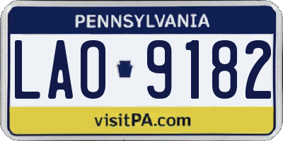 PA license plate LAO9182