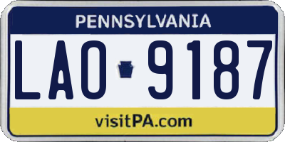 PA license plate LAO9187