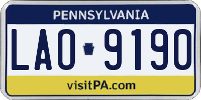 PA license plate LAO9190