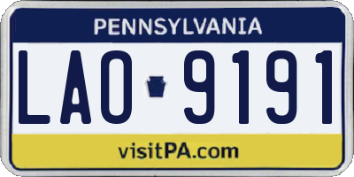 PA license plate LAO9191