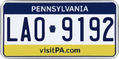 PA license plate LAO9192