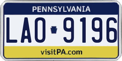 PA license plate LAO9196