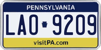 PA license plate LAO9209