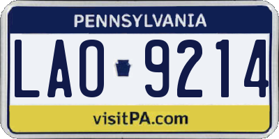 PA license plate LAO9214