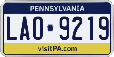 PA license plate LAO9219