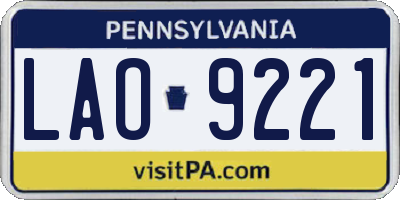 PA license plate LAO9221