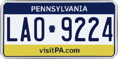 PA license plate LAO9224