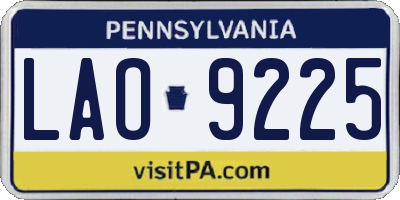 PA license plate LAO9225
