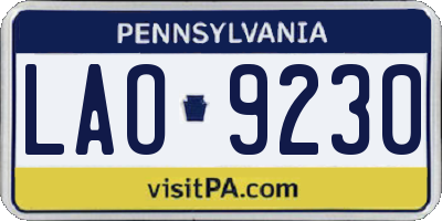 PA license plate LAO9230