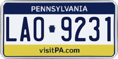 PA license plate LAO9231