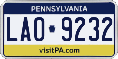 PA license plate LAO9232