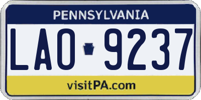 PA license plate LAO9237