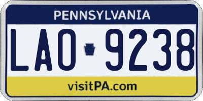 PA license plate LAO9238