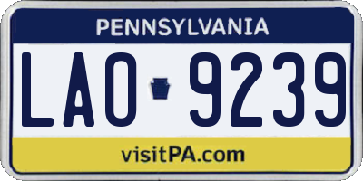 PA license plate LAO9239