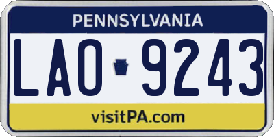 PA license plate LAO9243