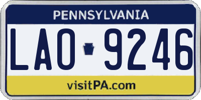 PA license plate LAO9246