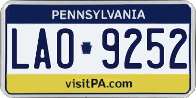 PA license plate LAO9252