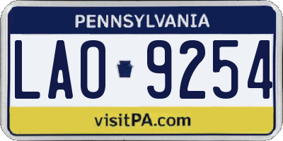 PA license plate LAO9254