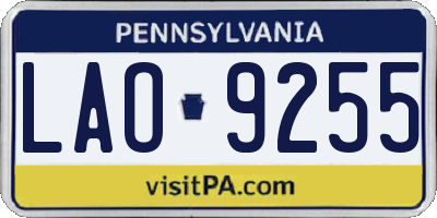 PA license plate LAO9255