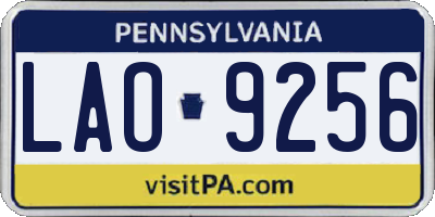 PA license plate LAO9256