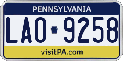 PA license plate LAO9258