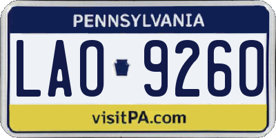 PA license plate LAO9260