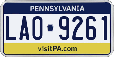 PA license plate LAO9261