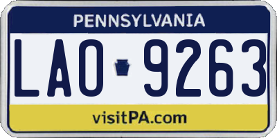 PA license plate LAO9263