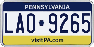 PA license plate LAO9265