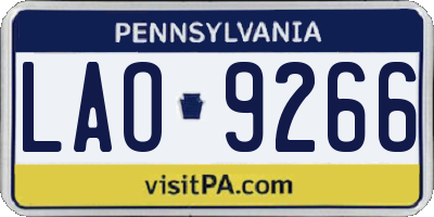 PA license plate LAO9266