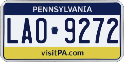 PA license plate LAO9272
