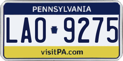 PA license plate LAO9275