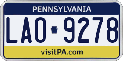 PA license plate LAO9278