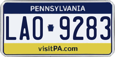 PA license plate LAO9283