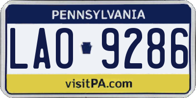 PA license plate LAO9286