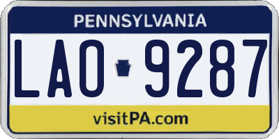 PA license plate LAO9287