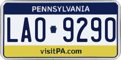 PA license plate LAO9290