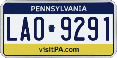 PA license plate LAO9291