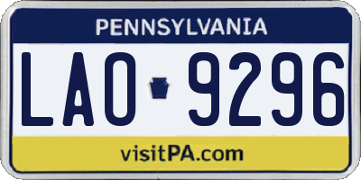PA license plate LAO9296