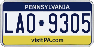 PA license plate LAO9305